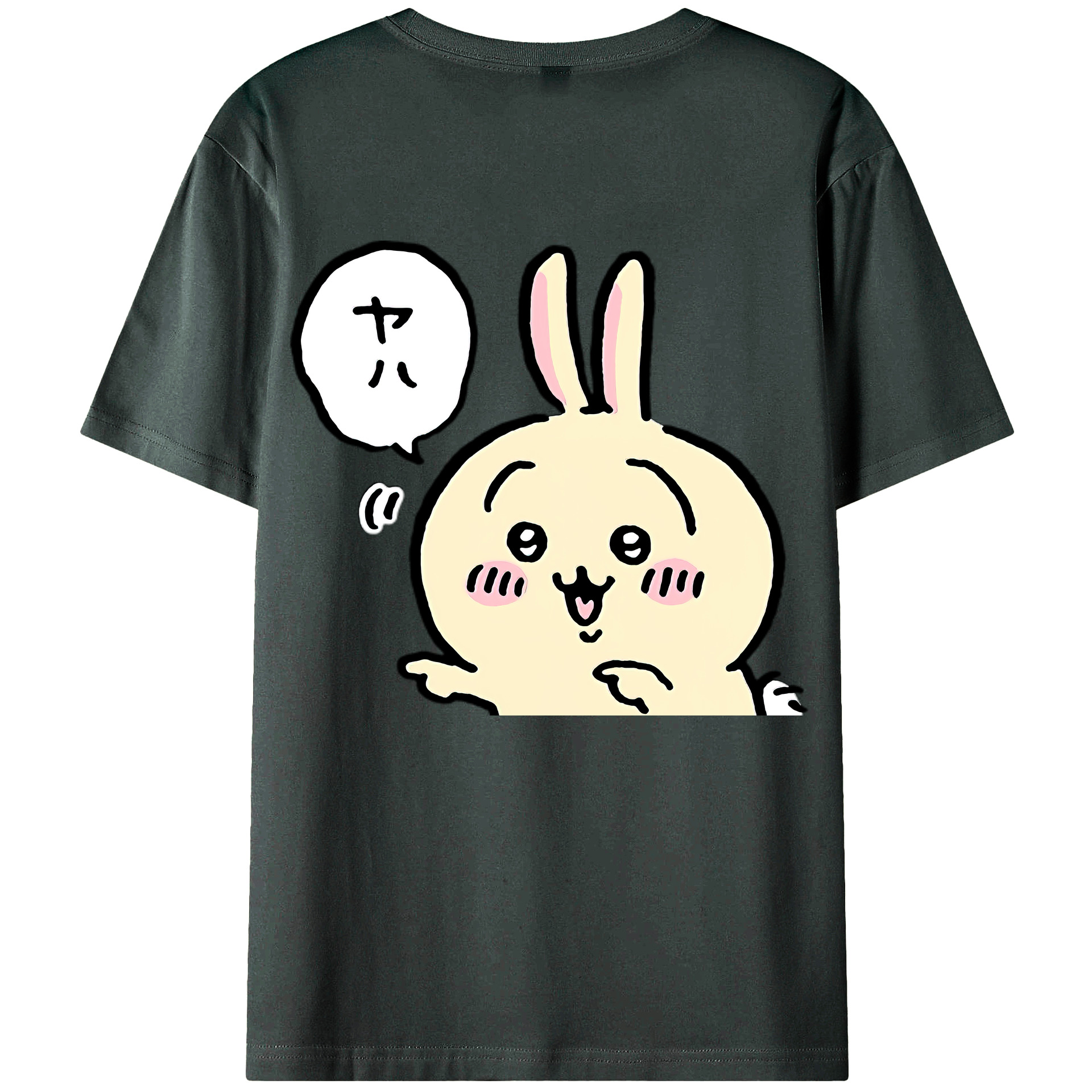 （画像用） ちいかわ うさぎ Chii-kawa usagi 綿100％ メンズ半袖Tシャツ（バックプリント） 通気性
